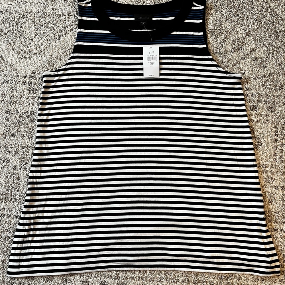 NWT J. Jill Striped Sleeveless Top.